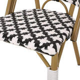 Christopher Knight Home Anastasia Outdoor French Bistro Chair (Set of 4), Black + White + Bamboo Print Finish - Photo 6