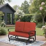 SUNCROWN Outdoor Swing Glider Chair, Patio 2 Seats Loveseat Rocking Chair with Cushions, Steel Frame Furniture-Red - Photo 4