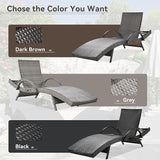 LUMISOL Outdoor Chaise Lounge Chairs Set of 2, Wicker Patio Lounge Chair with Reclining Backrest - Photo 8