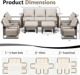 Outdoor Patio Furniture Set, 7 Piece Wicker Patio Conversation with Deep Seating, Thicken Cushions, Outdoor Club Chair - Photo 2