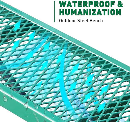 Heavy Duty Outdoor Metal Garden Park Bench, Steel Picnic Bench, Metal Mesh Outdoor Bench Porch Chair for Garden, Lawn, Patio, Porch, Park, Yard, Patio (Green, 4FT)