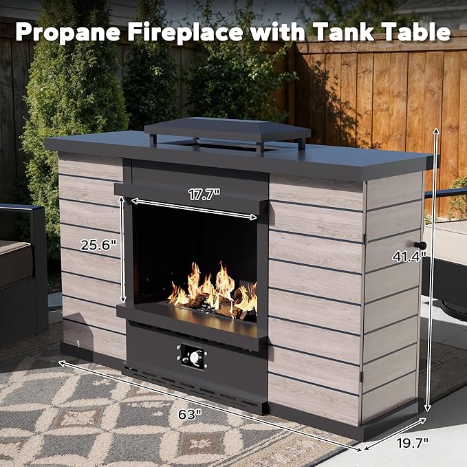 Outdoor Aluminum Furniture Set, 5-Piece Patio Conversation Set, 2 Swivel Chairs, 2 Sofa and 1 Fireplace - Photo 3