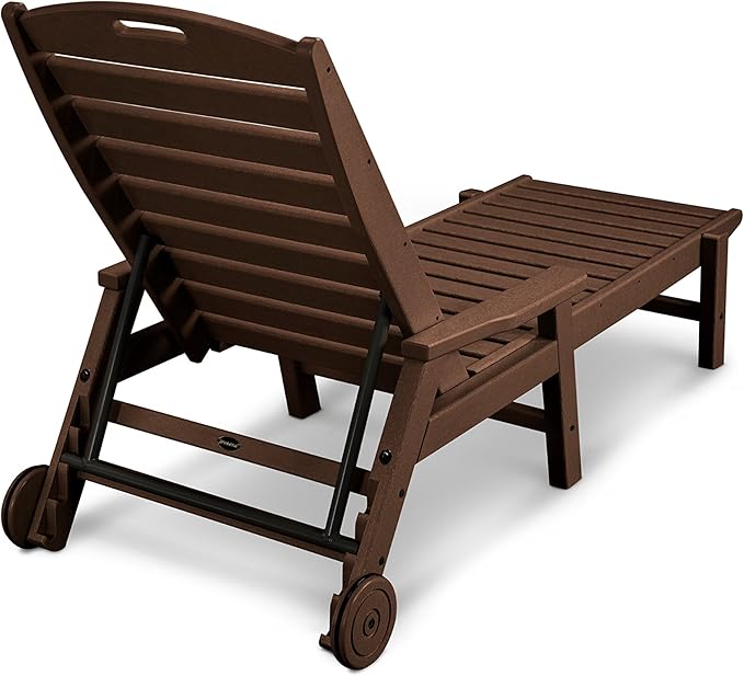 POLYWOOD® Nautical Chaise with Arms & Wheels in Mahogany - Photo 4