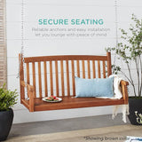 Best Choice Products 48in Wood Porch Swing Outdoor Patio Hanging Bench Chair Furniture for Deck, Garden - Photo 3