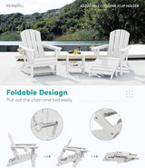 SERWALL 5-Piece Adirondack Chair and Ottoman and Table Set, White - Photo 4