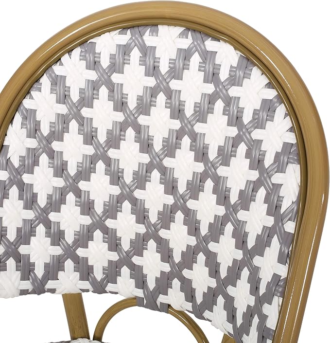 Christopher Knight Home Darcy Outdoor French Bistro Chair (Set of 4), Gray + White + Bamboo Print Finish - Photo 10