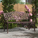 BELLEZE Patio Outdoor Garden Bench, 40 inch Cast Aluminum Loveseat Chairs with Armrests for Park, Yard, Porch, Lawn - Photo 5