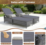 Tangkula Wicker Chaise Lounge Outdoor, Patio Rattan Reclining Chaise with 6-Gear Adjustable Backrest - Photo 6