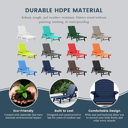 WO WESTIN OUTDOOR HDPE Laguna Poly Reclining Chaise Lounge, Navy Blue