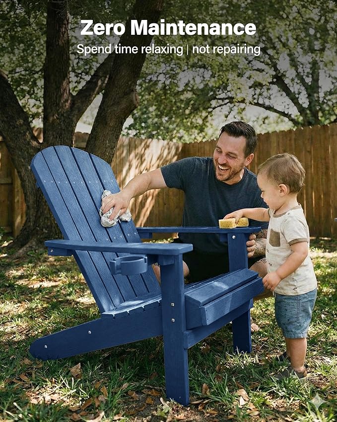 YEFU Adirondack Chairs Set of 6: Outdoor Chair HIPS Plastic Adirondack Chairs - Patio Chairs with Wood Texture - Lawn - Photo 9