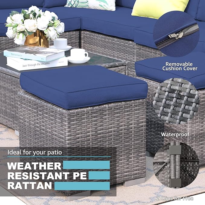 Patiorama 2 Pieces Assembled Outdoor Patio Ottoman - Photo 4