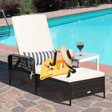 Tangkula Wicker Chaise Lounge Outdoor Set of 2, Patio Rattan Reclining Chaise with 6-Gear Adjustable Backrest - Photo 4