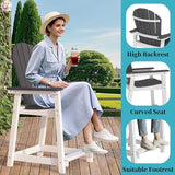 Tall Adirondack Chair Set of 4, Eco-Friendly Recycled Stylish Patio Bar Stools & Heavy Duty Lifeguard Chair - Photo 8