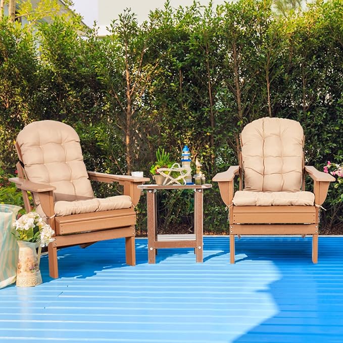 Adirondack Chairs Set of 2 with Cushions & Cup Holders, HDPE Weather Resistant Folding Adirondack Chair for Adults - Photo 2