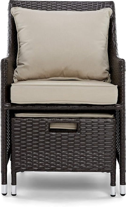 Serta Laguna Brown Resin Wicker Outdoor Patio Furniture Collection, Easy Assembly, Porch or Pool, 5 Piece Non-Reclining Brown Wicker