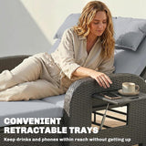 Outsunny Patio Rattan Daybed, Wicker Outdoor Daybed with Storage Ottoman, Loveseat Sofa with Adjustable Backrest - Photo 9