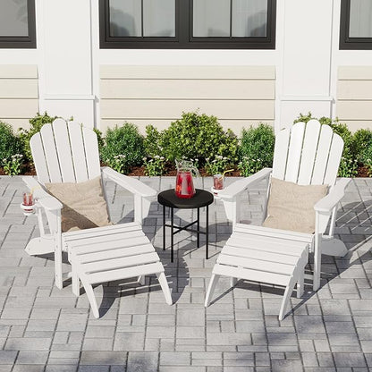 Costaelm Adirondack Chair Footrest Foldable Ottoman, Folding Ottoman Outdoor Foot Rest for Patio Waterproof, Adirondack Ottoman Outdoor, White