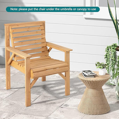 Giantex Set of 2 Outdoor Patio Dining Chairs, Solid Wood Bistro Chairs, Inclined Backrest, Wide Seat, Indoor Outside Chairs for Garden Lawn Porch Yard