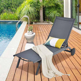 Giantex Patio Chaise Lounges Aluminum Recliner W/Adjustable 6 Backrest Positions and Wheels for Patio Beach Poolside - Photo 5