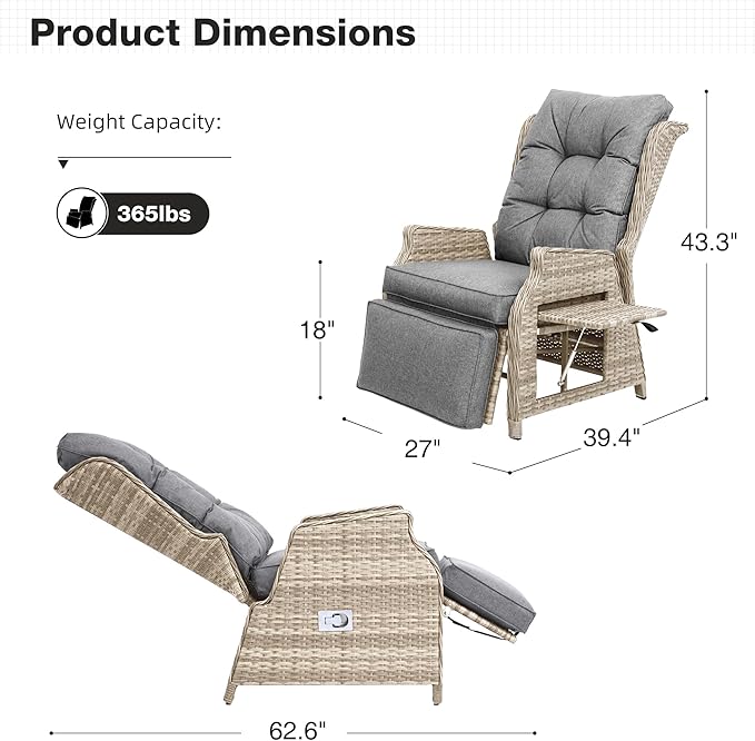 Outdoor Recliner with Adjustable Back and Footrest - Photo 2