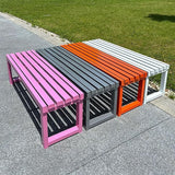 Outdoor Garden Bench, 3 Seater Metal Patio Benches, Park Seat for Lawn, Yard, Porch, Backless Furniture Seating - Photo 1