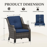 Patio Wicker Chairs Set of 2, Outdoor PE Conversation Bistro Chair Set with Cushions for Garden, Backyard - Photo 2