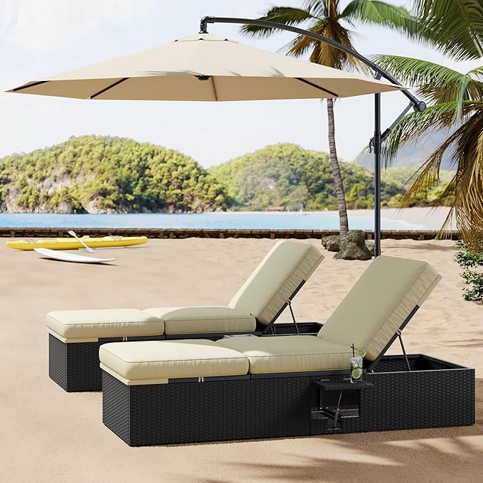 Yaheetech Outdoor PE Wicker Chaise Lounge Chair - Photo 9