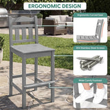 3-Piece Outdoor Bar Set, HDPE Adirondack Bar Height Chairs Set of 2 and Round Bar Table - Photo 5