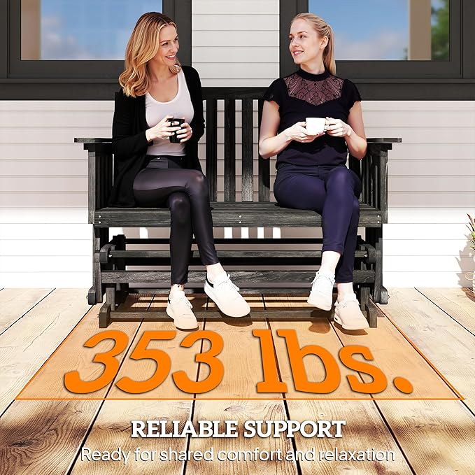Outsunny 2-Person Patio Swing Glider Bench with Quick Drying Design and Wide Armrest - Photo 7