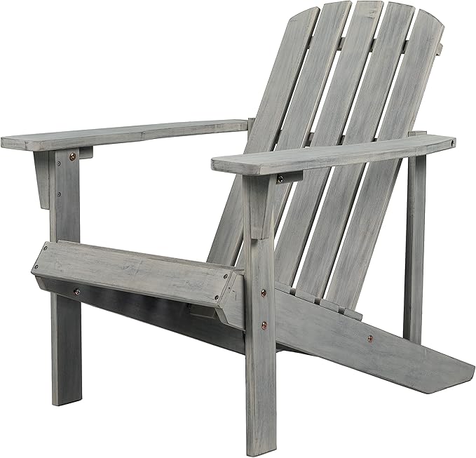 JONATHAN Y PAT1002B Westport Outdoor Patio Traditional Acacia Wood Adirondack Chair for Garden, Lawn, Backyard, Pool, Deck, Beach, Firepit, Gary