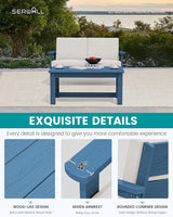 SERWALL Outdoor Loveseat, Blue Frame and Khaki Cushion - Photo 4