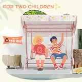 Qaba Kids Patio Swing, 2-Seater Outdoor Porch Swing Chair with Adjustable Canopy, Safety Belt - Photo 6