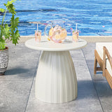 Round Small Patio Side Table, Metal Steel Outdoor Side Table, Patio Accent End Table for Garden, Pool, Deck, Balcony - Photo 1