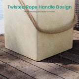 SUNBURY Outdoor Side Table Set of 2, 2 Pieces Concrete Side Table for Patio, 18"H Small Outdoor Accent Table w Hemp Rope - Photo 5