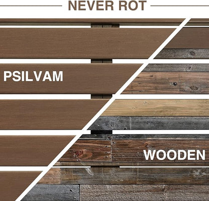 Psilvam Knight Bench, Two Person Outdoor Poly Lumber Patio Backless Bench, Weatherproof Garden Bench That Never Rot and Fade, Suit for Garden, Porch and Park (Brown)