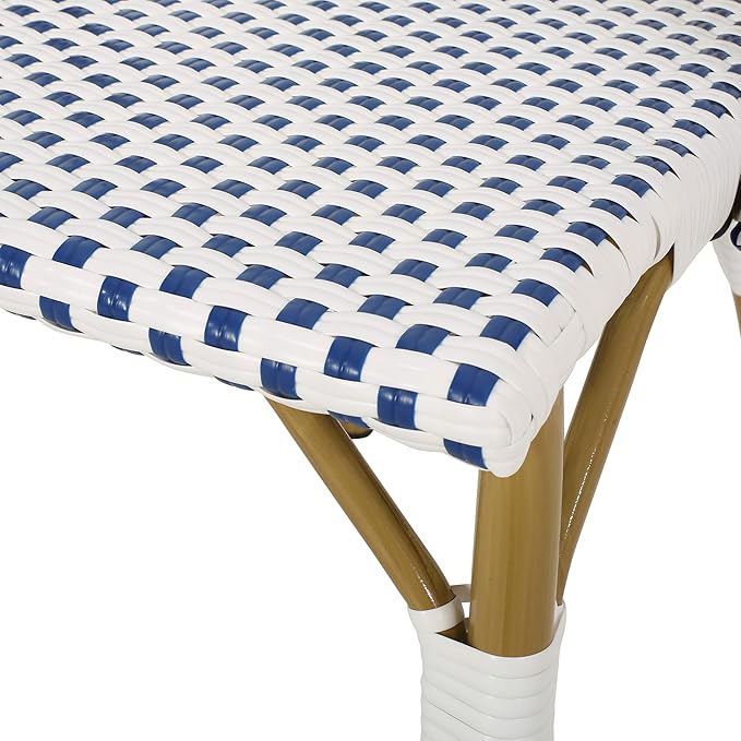 Christopher Knight Home Philomena Outdoor French Bistro Chair (Set of 2), Blue + White + Bamboo Print Finish - Photo 6