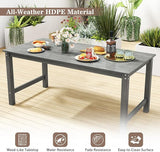 Tangkula 3 Pieces Outdoor HDPE Dining Table Set with 2 Benches - Photo 7