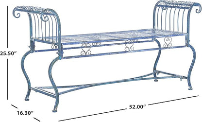 Safavieh Outdoor Collection Brielle Victorian Antique Blue Bench