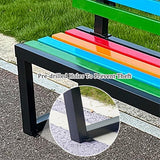 Metal Garden Bench, Outdoor Patio Park Benches, Front Porch Colorful Bench with Backrest, Slatted Chair for Poolside - Photo 6
