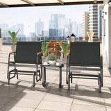 YITAHOME 3 Piece Patio Furniture Set, Outdoor Glider Chair Bistro Set, Coffee Table with Tempered Glass Tabletop - Photo 7