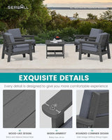 SERWALL Outdoor Patio Furniture Set, 5 Piece HDPE Patio Conversation Sets - Photo 4