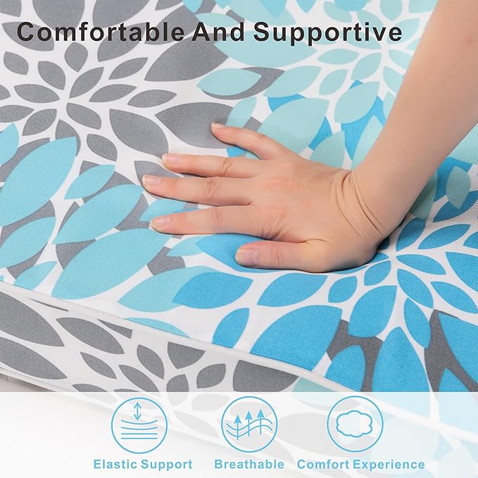 JMGBird Outdoor Chaise Lounge Cushion 70x22x4.5 Light Blue - Waterproof Patio Pool Chair Pad with Straps