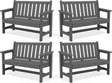 SERWALL Outdoor Bench, HDPE Outdoor Benches Weatherproof, 2-Person Garden Bench with 660 lbs Weight Capacity - Photo 1