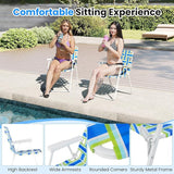 GYMAX Lawn Chair Folding, Webbed Beach Lounge Chairs Set with Highback - Photo 4