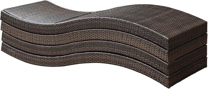 Modway Peer Wicker Rattan Outdoor Patio Two Chaise Lounge Chairs with Cushions in Brown White