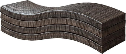 Modway Peer Wicker Rattan Outdoor Patio Two Chaise Lounge Chairs with Cushions in Brown White