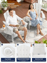 KINGYES Folding Adirondack Chair Set of 2, HDPE All-Weather Folding Adirondack Chair, White - Photo 5