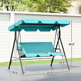 Outsunny 3-Seat Outdoor Patio Swing Chair with Removable Cushion, Steel Frame Stand and Adjustable Tilt Canopy for Patio - Photo 7