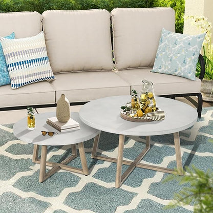 Ulax furniture Outdoor Side Table, Concrete End Table for Indoor/Outdoor