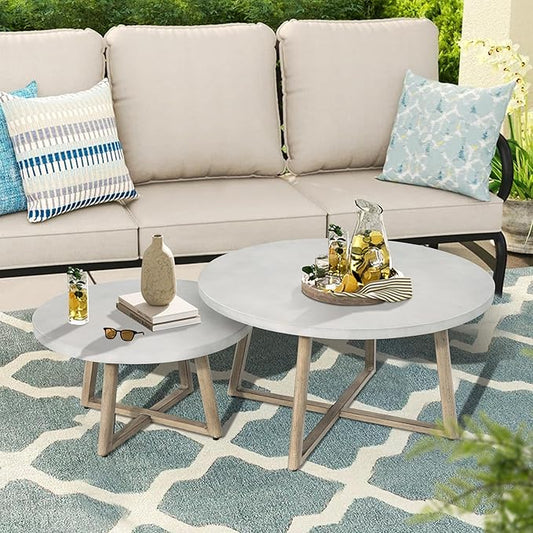 Ulax furniture Outdoor Side Table, Concrete End Table for Indoor/Outdoor